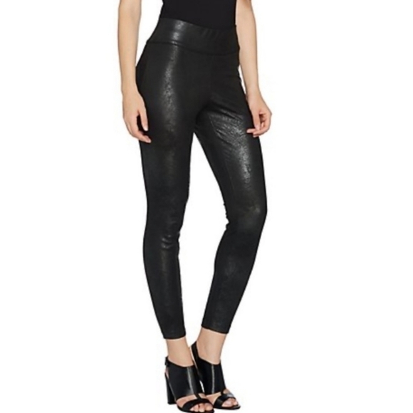 Du Jour Black Distressed Faux Suede Leggings - Picture 4 of 6